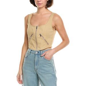A.L.C. Beige Cropped Zip Front Tank Top